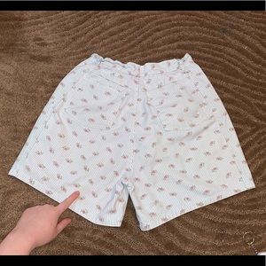vintage pinstripe floral mom shorts